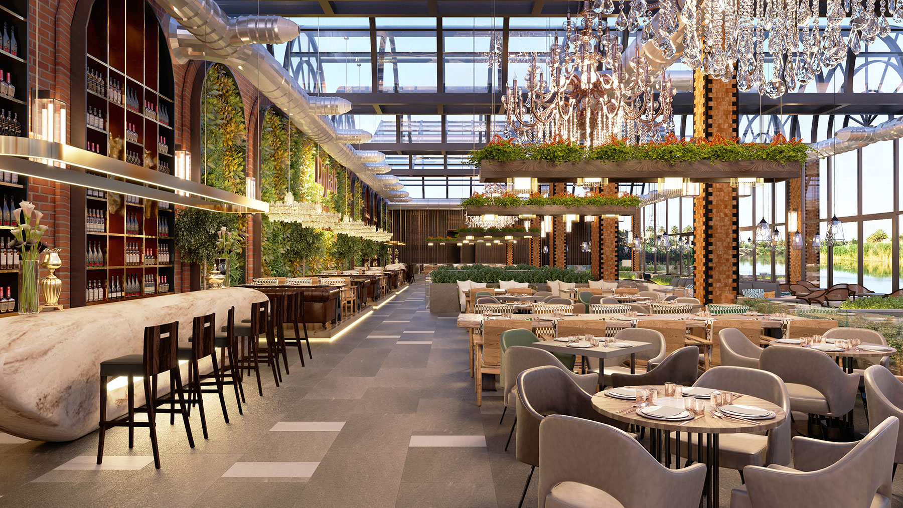 Contemporary restaurant interior